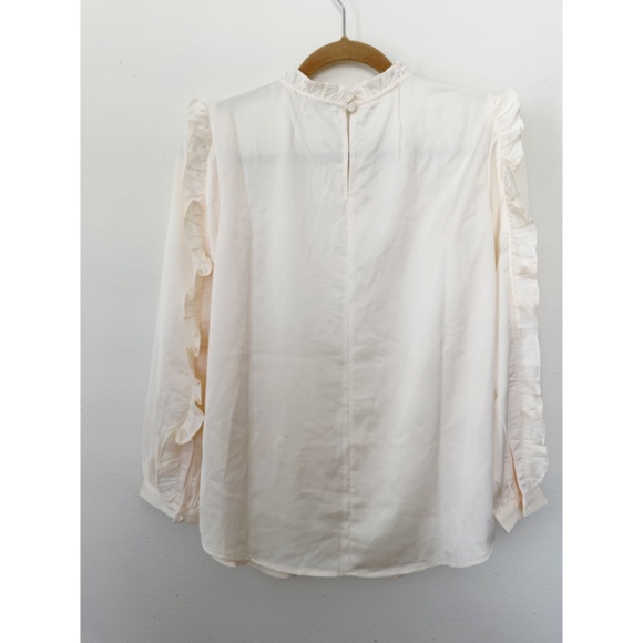 NEW J.Crew Ruffle-sleeve top in Satin Crepe Cream S - Picture 4 of 9